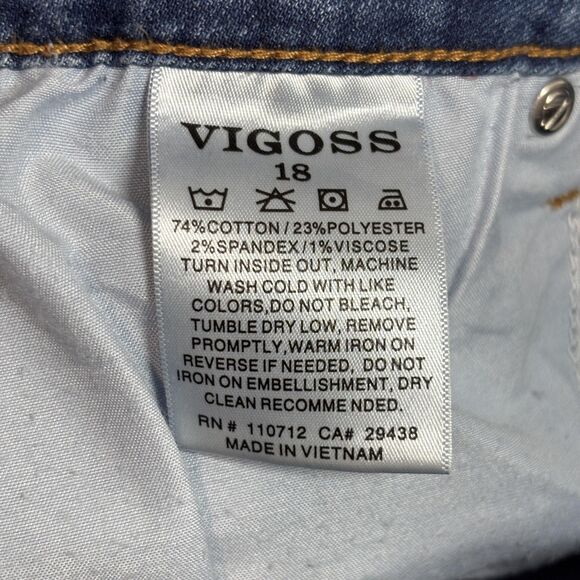 Vigoss Jeans Women's 18 Medium Wash Ace Straight Stretch Denim 5-Pocket Zip Fly - Picture 12 of 13